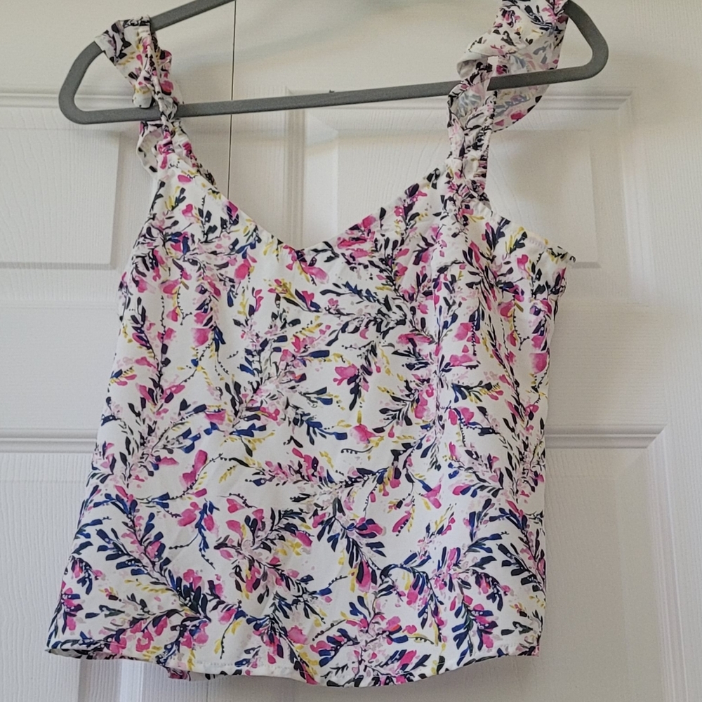 French Connection Pink and Blue Floral Tank Top